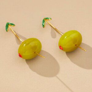 Anthropologie Fruit & Icon Drop Earrings (Olives, NWT)